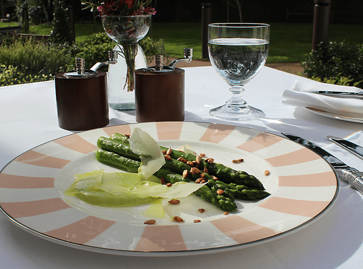 Steamed Asparagus, Green Herb Sauce and Parmesan