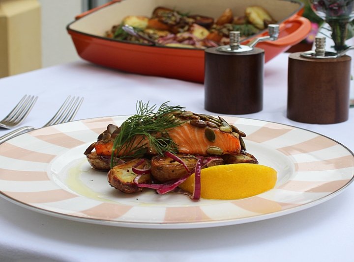 Dill-Roasted Wild Salmon and New Potatoes