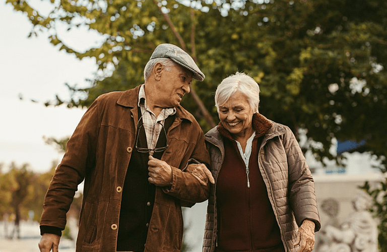 older couple taking a walk 