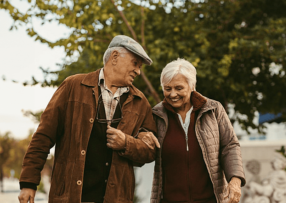 older couple taking a walk 